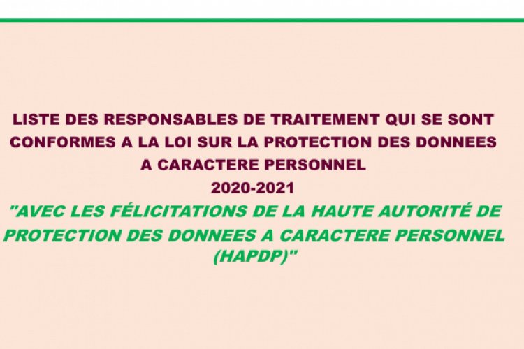 LISTE DES RESPONSABLES DE TRAITEMENT QUI SE SONT CONFORMES A LA LOI SUR LA PROTECTION DES DONNEES A CARACTERE PERSONNEL