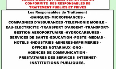 COMMUNIQUE DE PRESSE SUR LA MISE EN CONFORMITE DES RESPONSABLES DE TRAITEMENT PUBLICS ET PRIVES